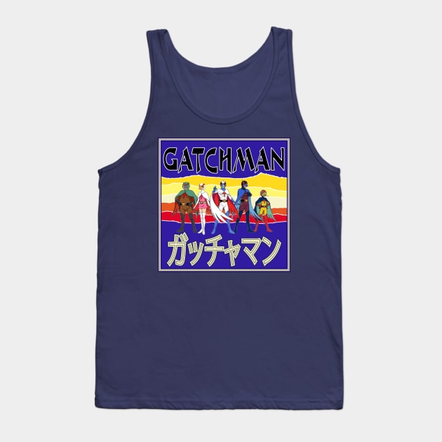 Battle of the Planets Gatchaman G Force Retro Cover Tank Top by Surfer Dave Designs